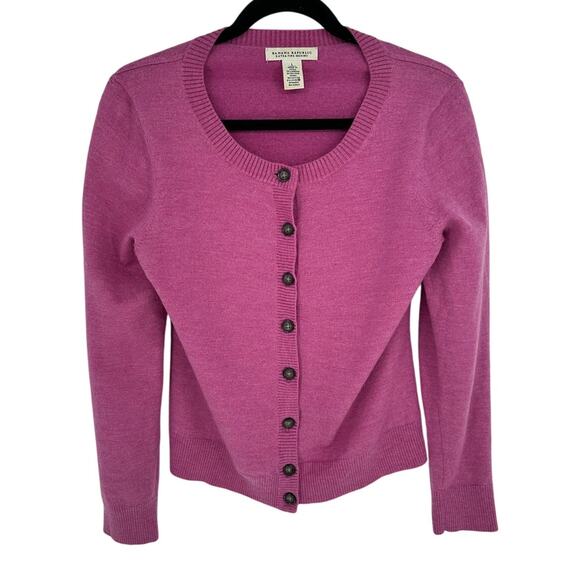 Banana Republic Extra Fine Merino Wool Blend Pink Cardigan Button Soft Winter L - Picture 1 of 7